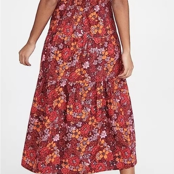 ANTHROPOLOGIE Women’s XS Rahi Floral Midi Dress Puff Tiered Slit Sleeve Multi - Picture 3 of 5